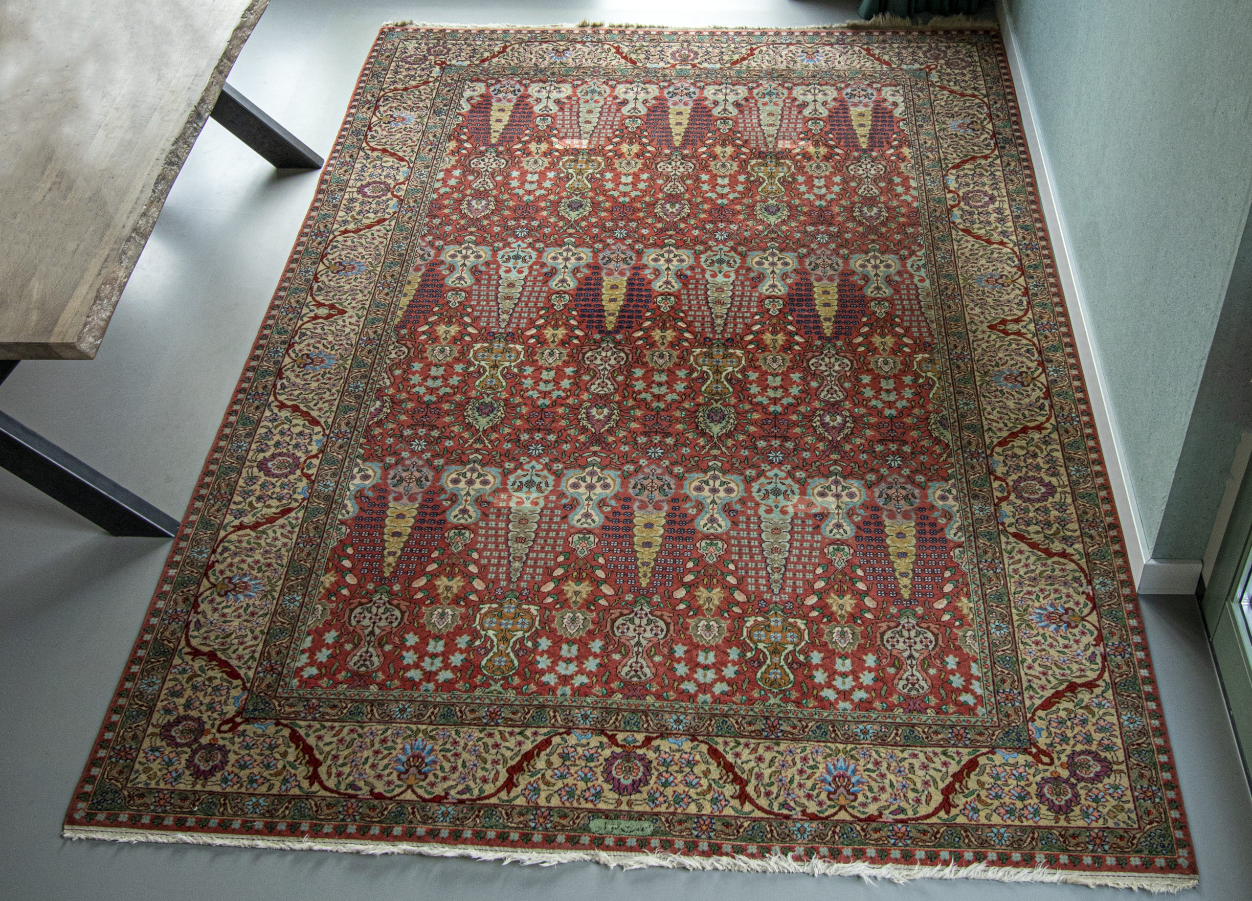 meel Ronde royalty Gesigneerd Vintage Design Perzisch tapijt 300 x 202 cm – Dehuiszwaluw