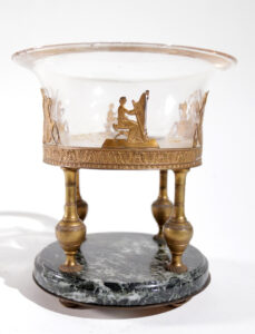 Franse Empire tazza vuurverguld brons marmer glas – foto 4