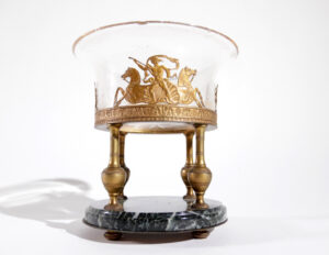 Franse Empire tazza vuurverguld brons marmer glas – foto 1