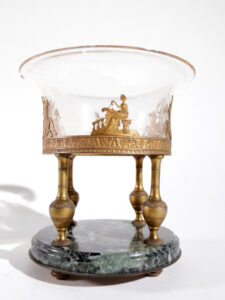 Franse Empire tazza vuurverguld brons marmer glas – foto 8