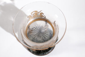 Franse Empire tazza vuurverguld brons marmer glas – foto 12