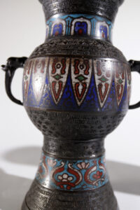 Japanse bronzen cloisonné champlevé vaas 19e eeuw – foto 3