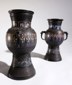 Japanse bronzen cloisonné champlevé vaas 19e eeuw – foto 4