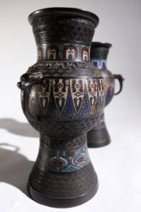 Japanse bronzen cloisonné champlevé vaas 19e eeuw – foto 5