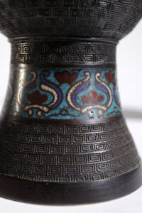 Japanse bronzen cloisonné champlevé vaas 19e eeuw – foto 7