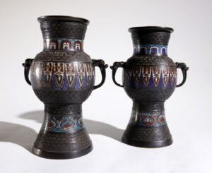 Japanse bronzen cloisonné champlevé vaas 19e eeuw – foto 8