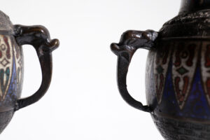 Japanse bronzen cloisonné champlevé vaas 19e eeuw – foto 10