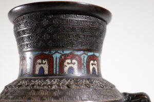 Japanse bronzen cloisonné champlevé vaas 19e eeuw – foto 11