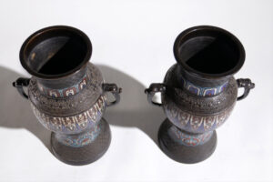 Japanse bronzen cloisonné champlevé vaas 19e eeuw – foto 12