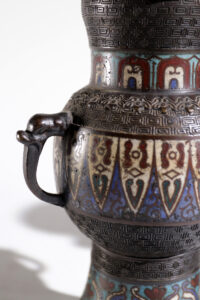 Japanse bronzen cloisonné champlevé vaas 19e eeuw – foto 13