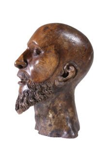 Levensgroot gesneden houten sculptuur mannenhoofd circa 1700 – foto 11