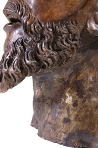 Levensgroot gesneden houten sculptuur mannenhoofd circa 1700 – foto 12