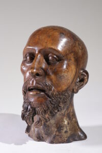 Levensgroot gesneden houten sculptuur mannenhoofd circa 1700 – foto 15