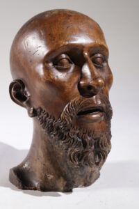 Levensgroot gesneden houten sculptuur mannenhoofd circa 1700 – foto 16
