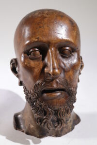 Levensgroot gesneden houten sculptuur mannenhoofd circa 1700 – foto 17