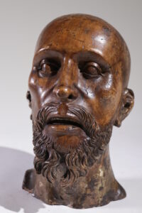 Levensgroot gesneden houten sculptuur mannenhoofd circa 1700 – foto 25