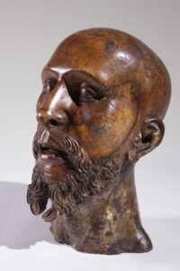 Levensgroot gesneden houten sculptuur mannenhoofd circa 1700 – foto 26
