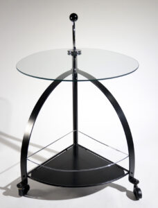 Vintage Bauhaus stijl serveerwagen trolley van staal en glas – foto 2