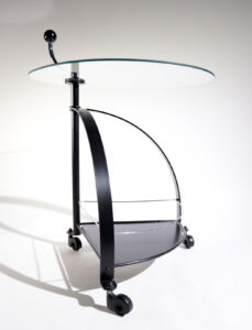Vintage Bauhaus stijl serveerwagen trolley van staal en glas – foto 7