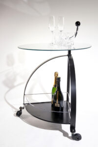Vintage Bauhaus stijl serveerwagen trolley van staal en glas – foto 10