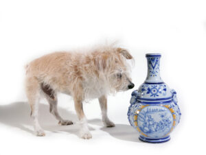Faience vaas Nevers Gabriel Montagnon 1915 met ramskoppen – foto 12