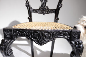 Ebbenhouten Anglo-Indische rococo revival stoelen Ceylon – foto 9