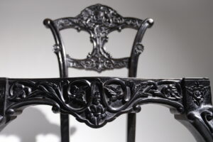 Ebbenhouten Anglo-Indische rococo revival stoelen Ceylon – foto 8