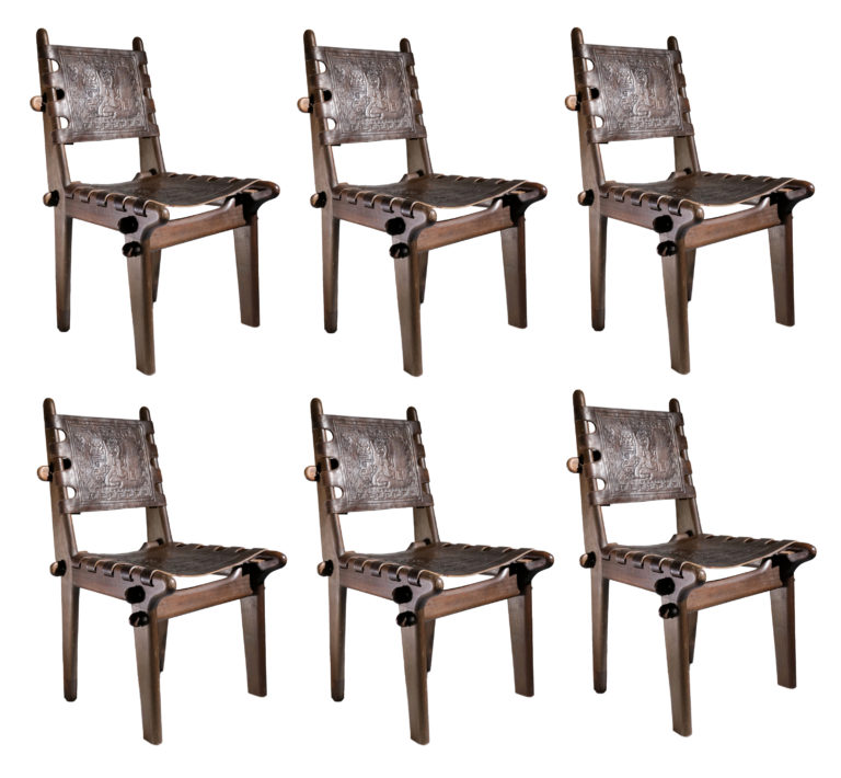 Set of Six Angel Pazmino for Muebles De Estilo Midcentury Dining Chairs 1960