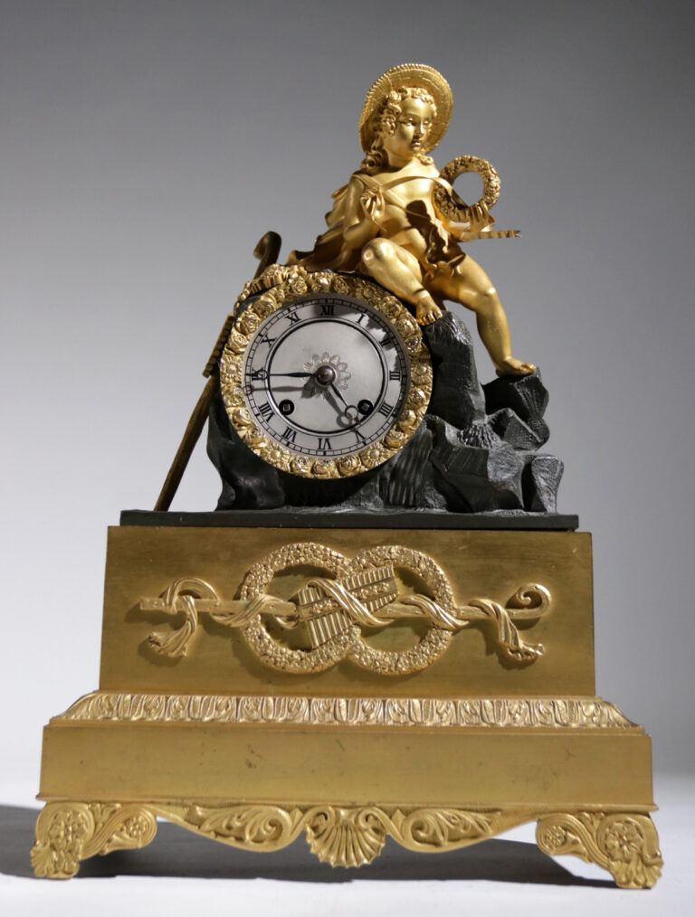 Empire Fire Gilded Mantel Clock, circa 1820