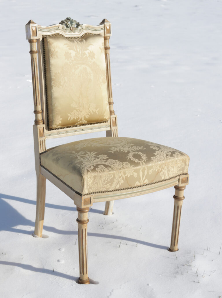 Franse elegantie Lodewijk XVI stijl stoel Crème Goud