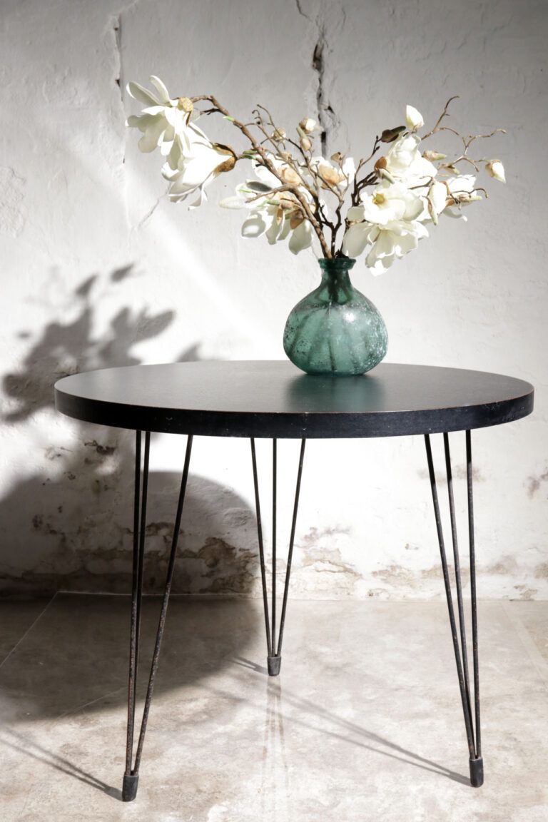 Vintage Salontafel Draadstaal Rond Zwart