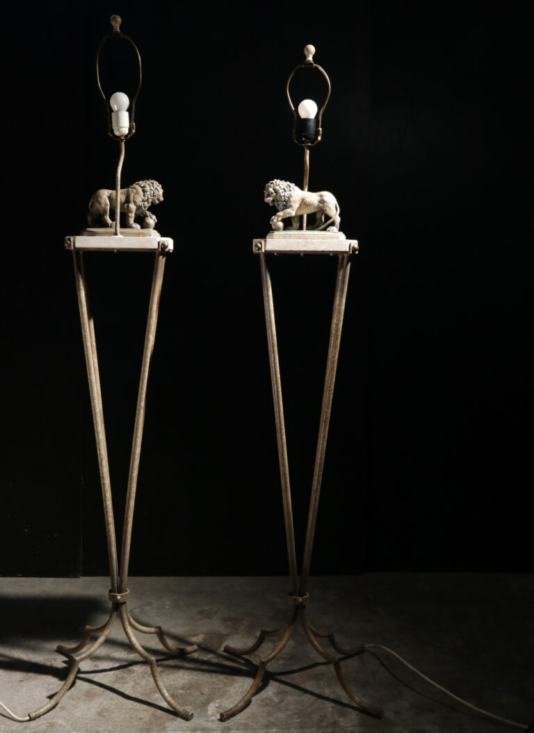 Pair of Medici Lion Hollywood Regency Style Floor Lamps, 1980s