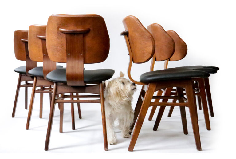 Vintage Design Teakhouten Stoelen Bi-color jaren 60