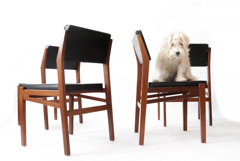 Vintage Design Topform stoelen Zwarte skai Teakhout