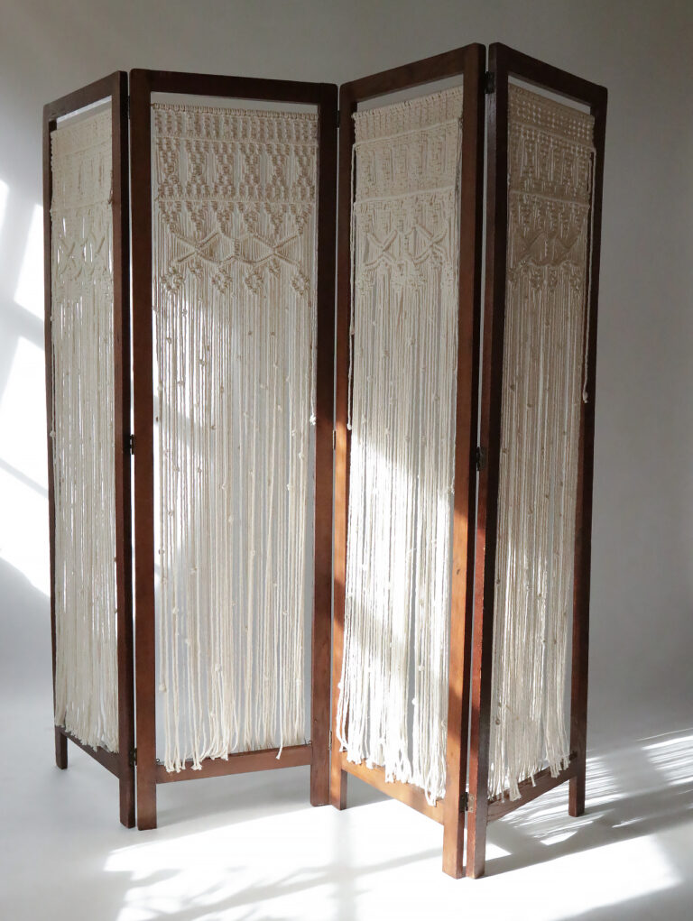 Vintage Design Kamerscherm 4 schermen Eiken frame