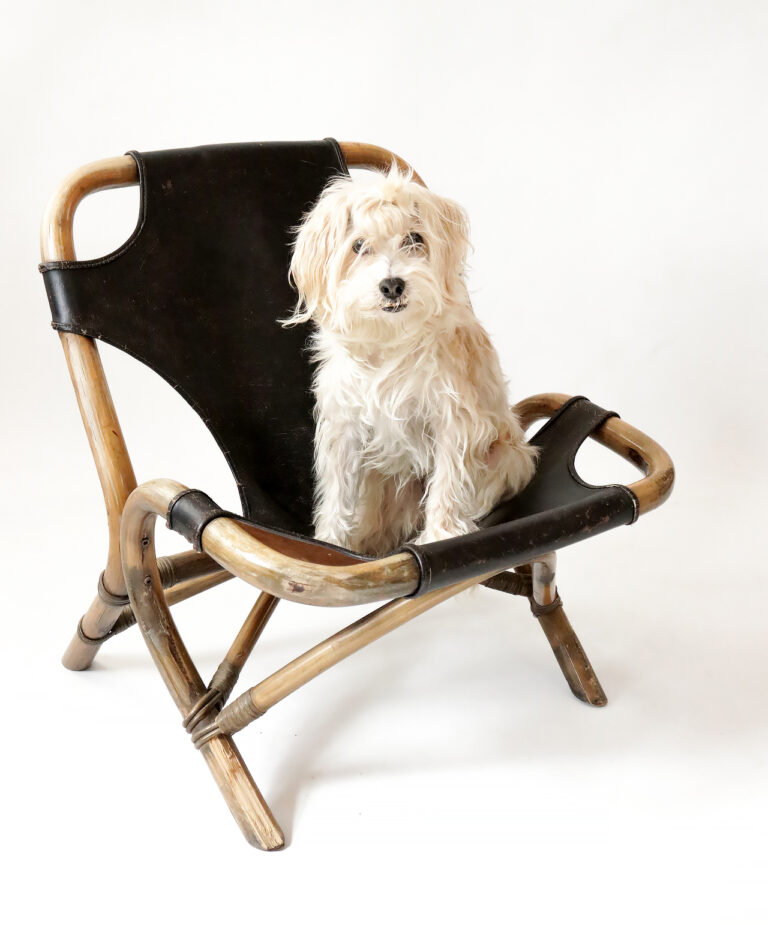Vintage Design Bamboe Bohemian Brutalist Tuigleer Fauteuil jaren 70