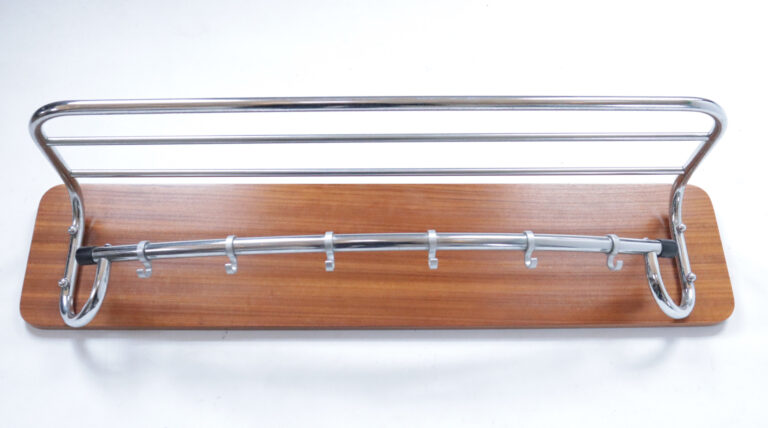 Vintage Design  Wand- kapstok Chroom Teakhout