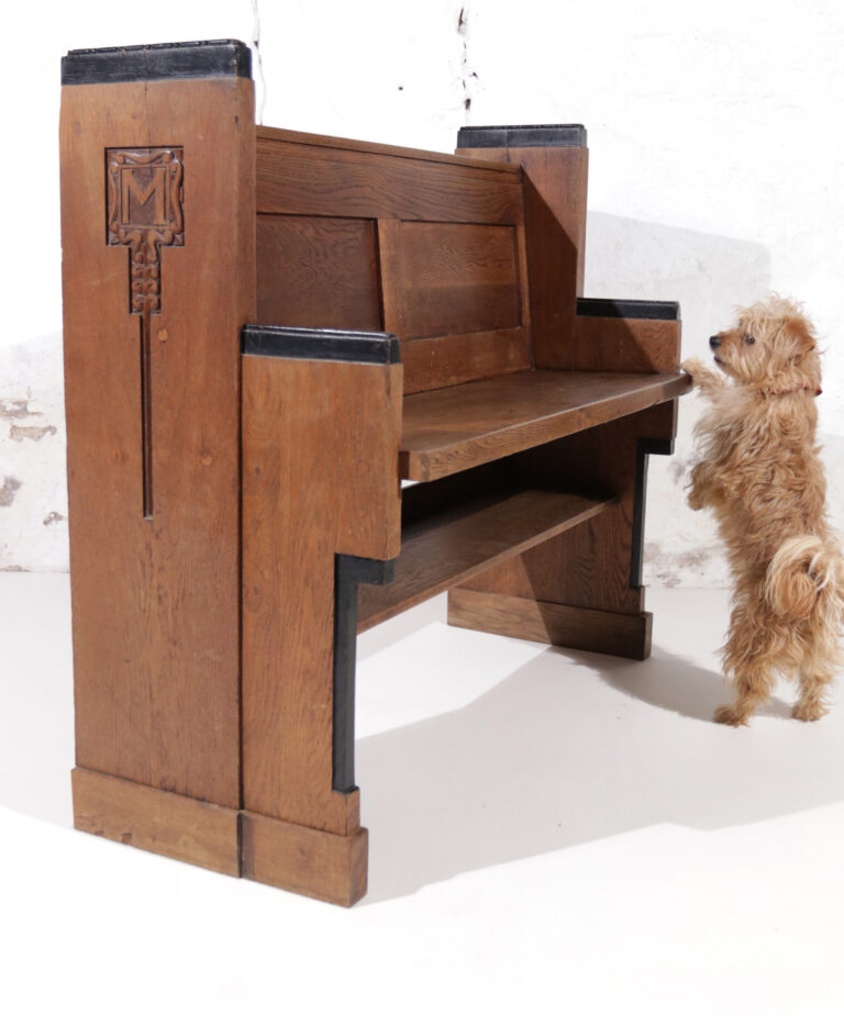 Rare Art Deco Haagse School Church Bench letter M ca 1930