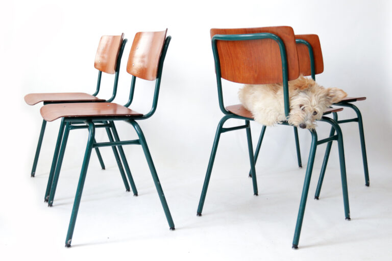 Industrieel Vintage Schoolstoelen Smaragdgroen Pagholz Ahrend