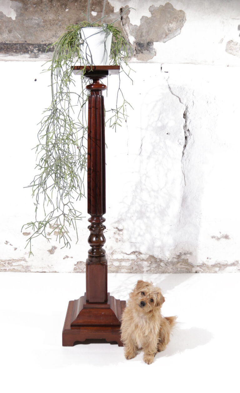 Antique Torchere Turned Hand Carved Mahogany Victorian English Pedestal