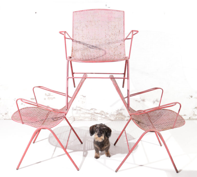 Mid-century design Mathieu Matégot style Armchairs perforated metal