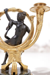 Paar Franse Empire kandelaars verguld brons 1810 – foto 13