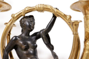 Paar Franse Empire kandelaars verguld brons 1810 – foto 17
