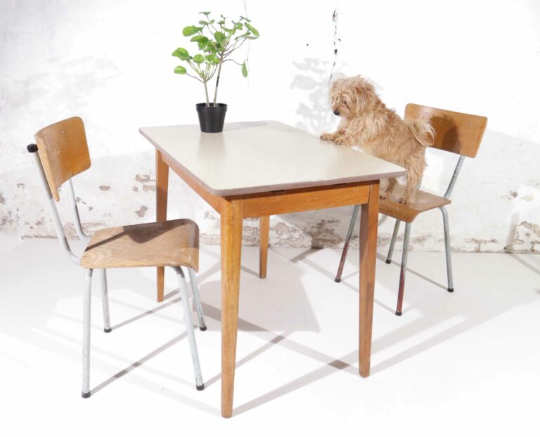 Vintage Design bureau- tafels Hout Formica jaren 50