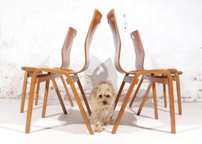 Mid-century design plywood kuipstoelen
