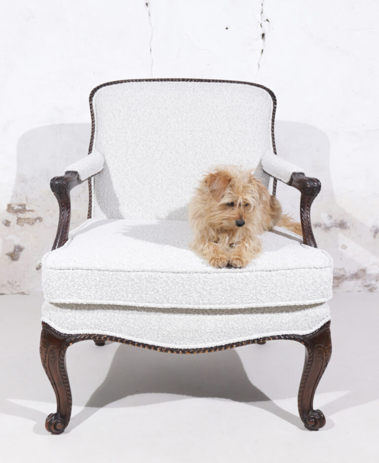 19th Century Mahogany Boucle Gainsborough Chair Louis XVI style