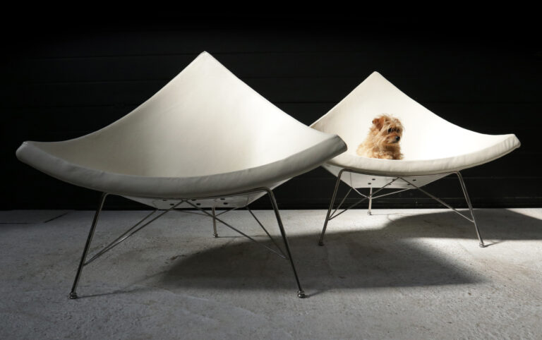 Vintage Design Fauteuil wit leer / chroom