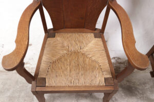 Brutalist eiken loungestoelen biezen zitting 1935 – foto 6