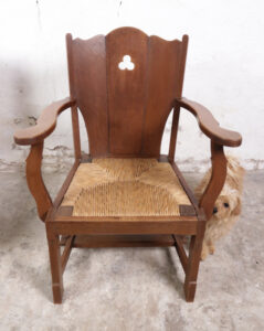 Brutalist eiken loungestoelen biezen zitting 1935 – foto 10