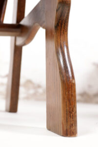 Brutalist eiken eetkamerstoelen bouclé jaren 70 – foto 17